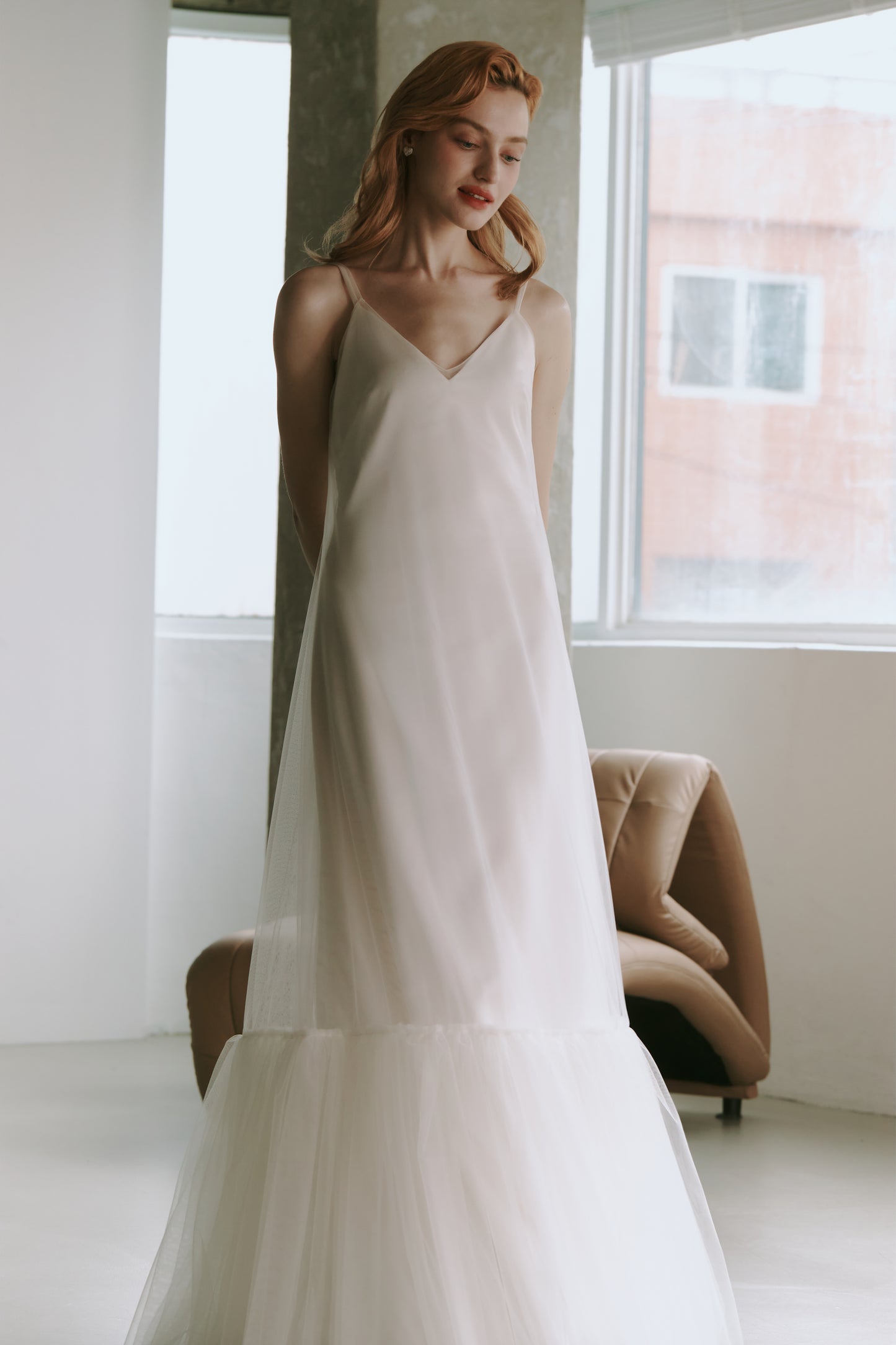Elegant Tulle Slip Wedding Dress
