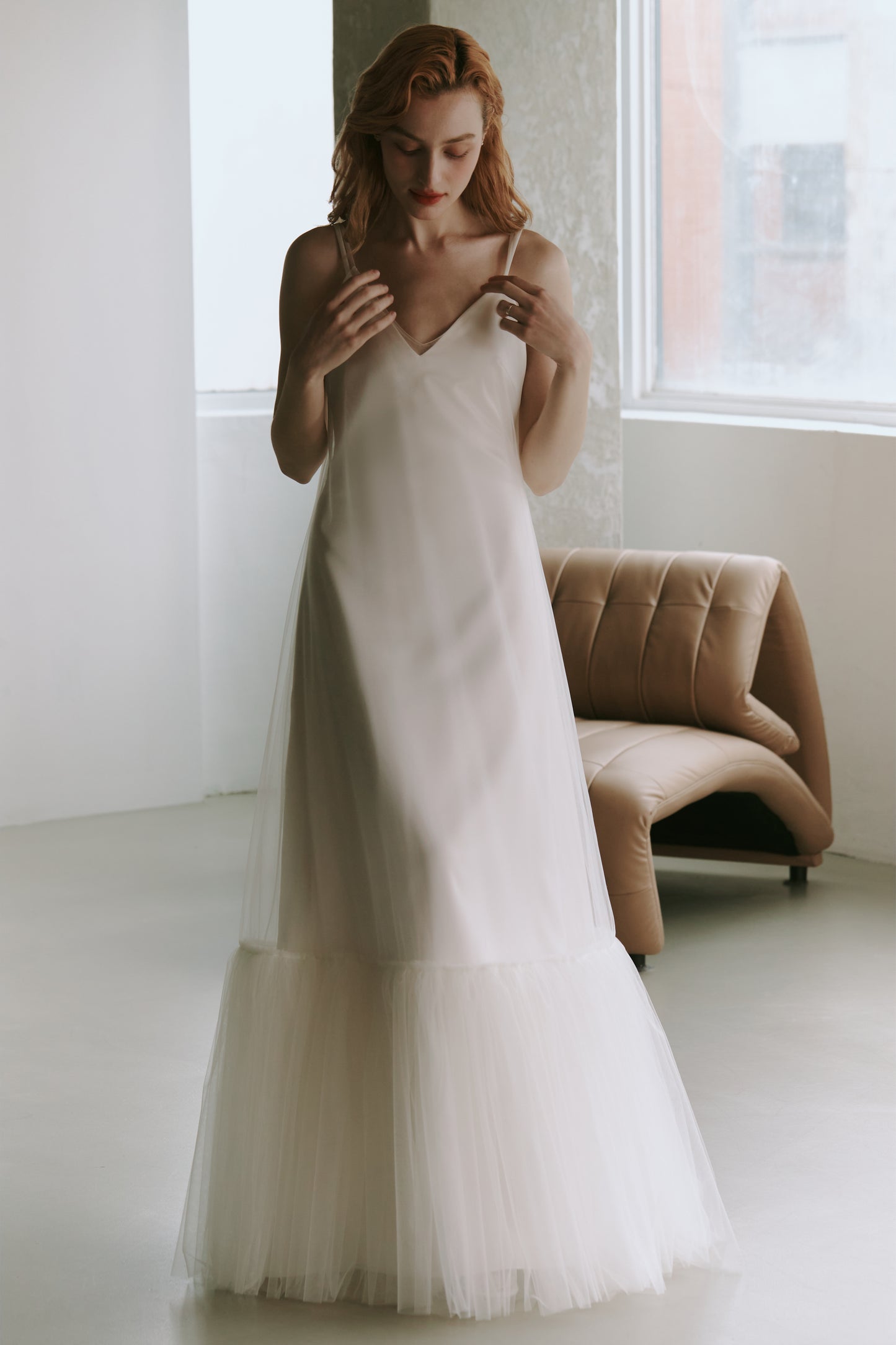 Elegant Tulle Slip Wedding Dress