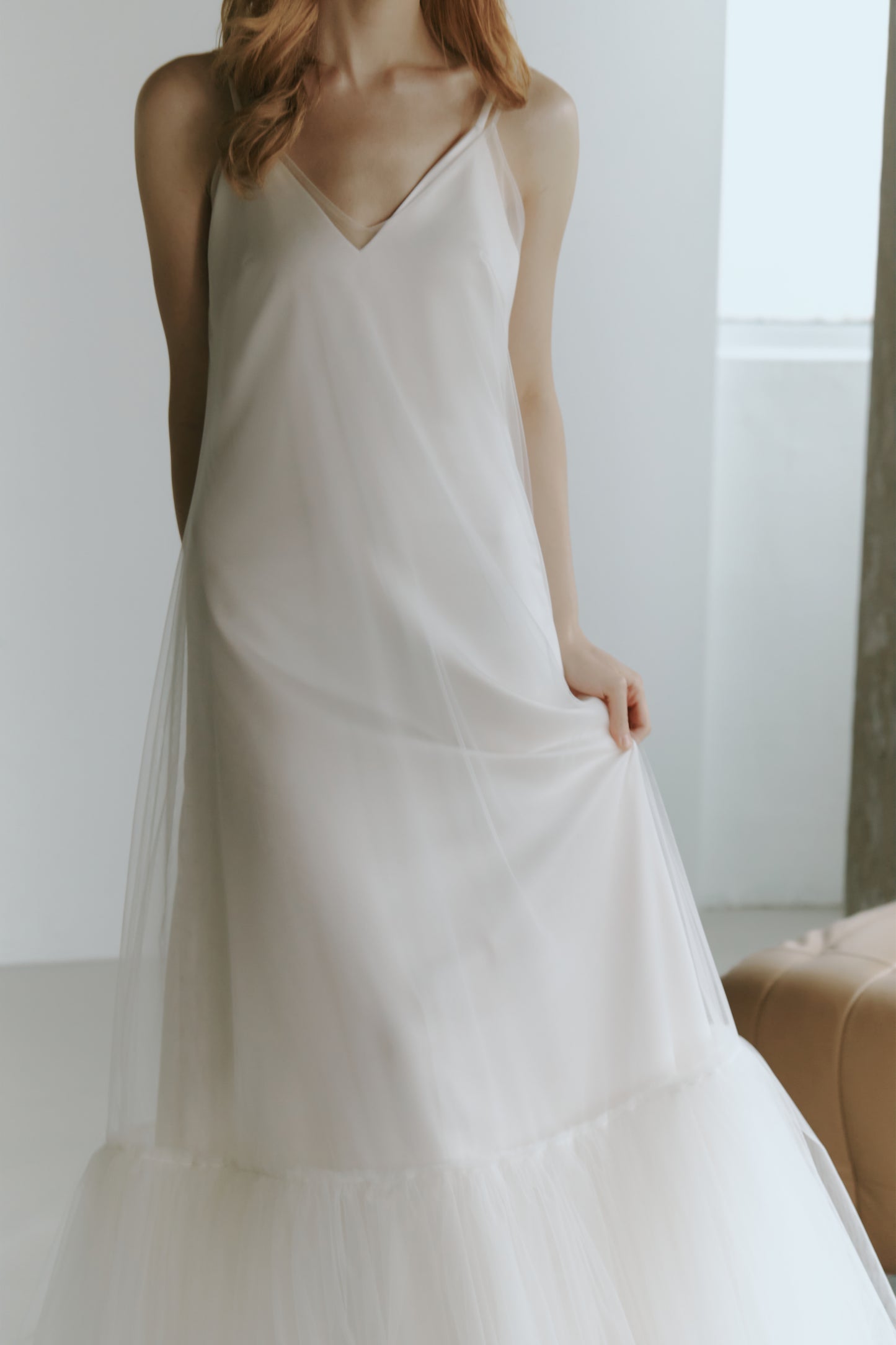 Elegant Tulle Slip Wedding Dress