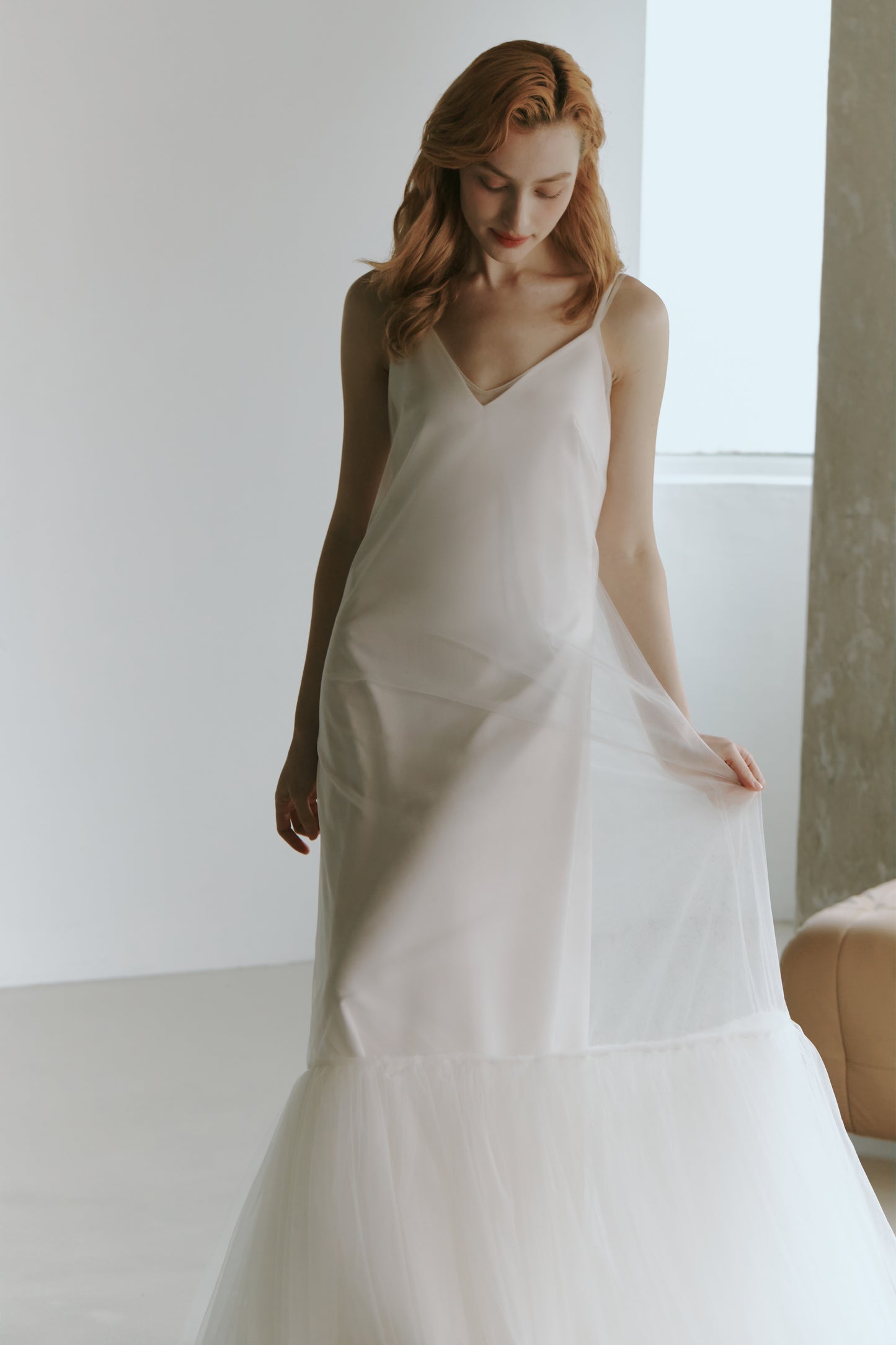 Elegant Tulle Slip Wedding Dress