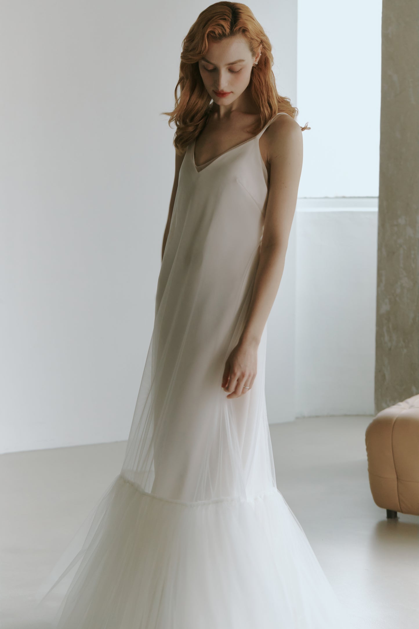 Elegant Tulle Slip Wedding Dress