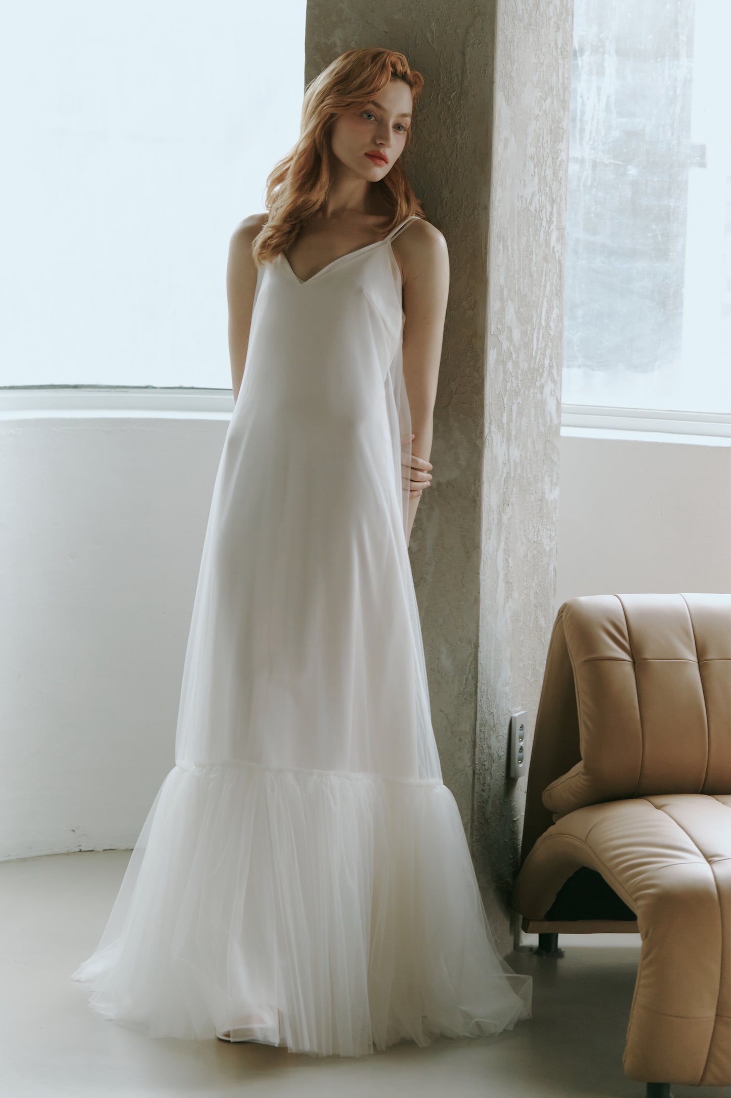 Elegant Tulle Slip Wedding Dress