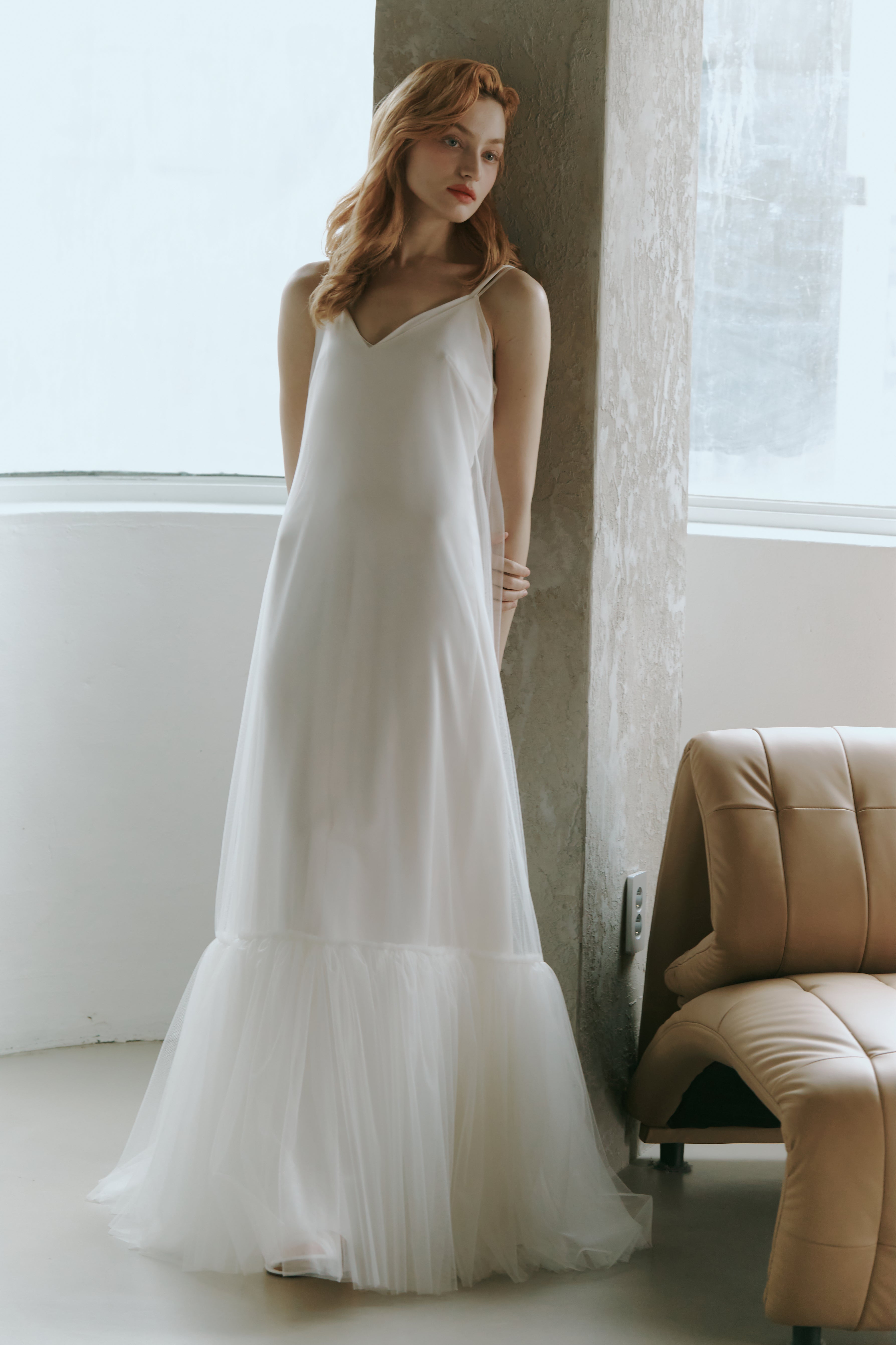 Elegant Tulle Slip Wedding Dress