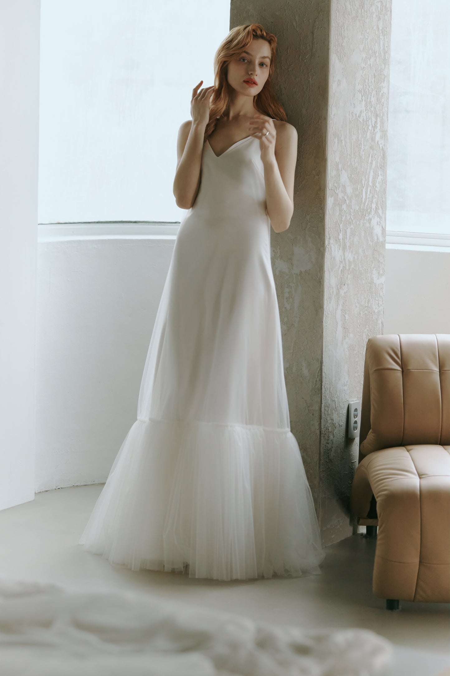 Elegant Tulle Slip Wedding Dress