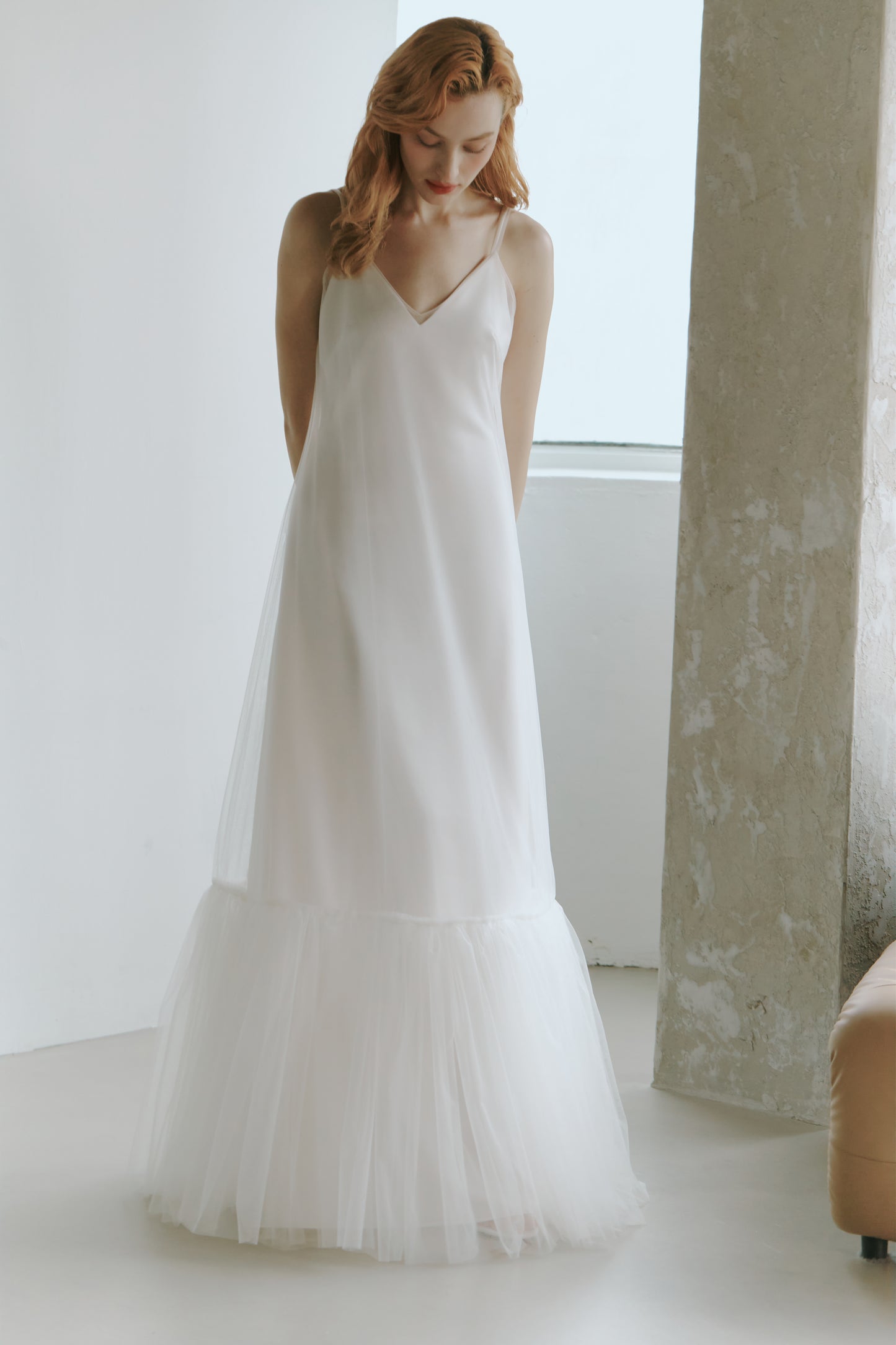 Elegant Tulle Slip Wedding Dress