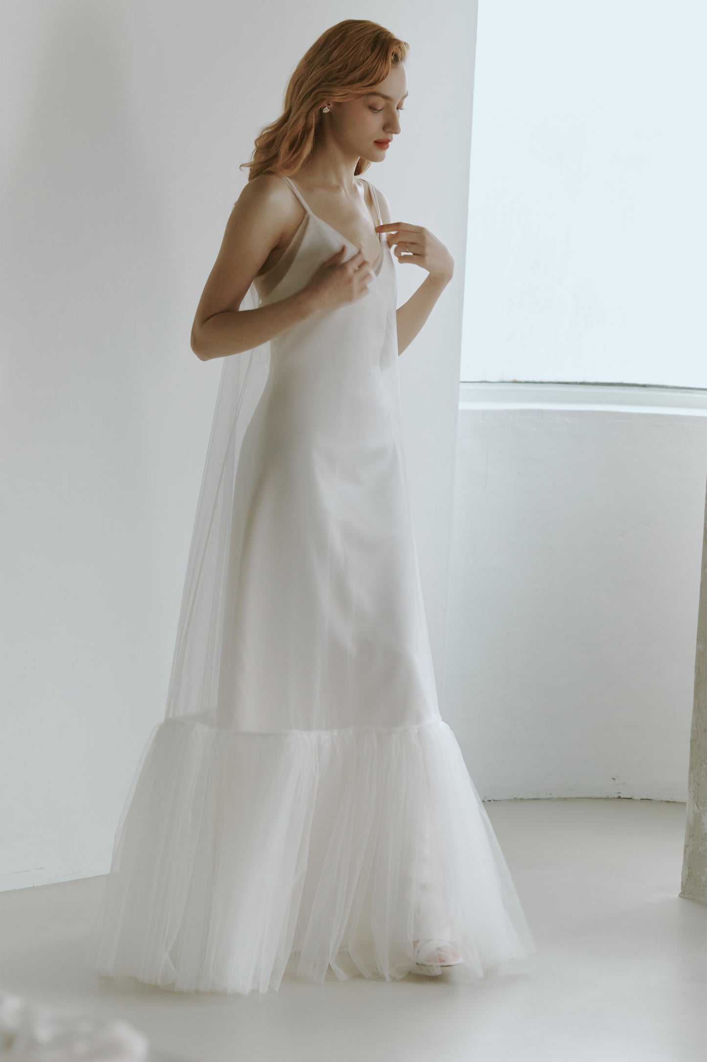 Elegant Tulle Slip Wedding Dress