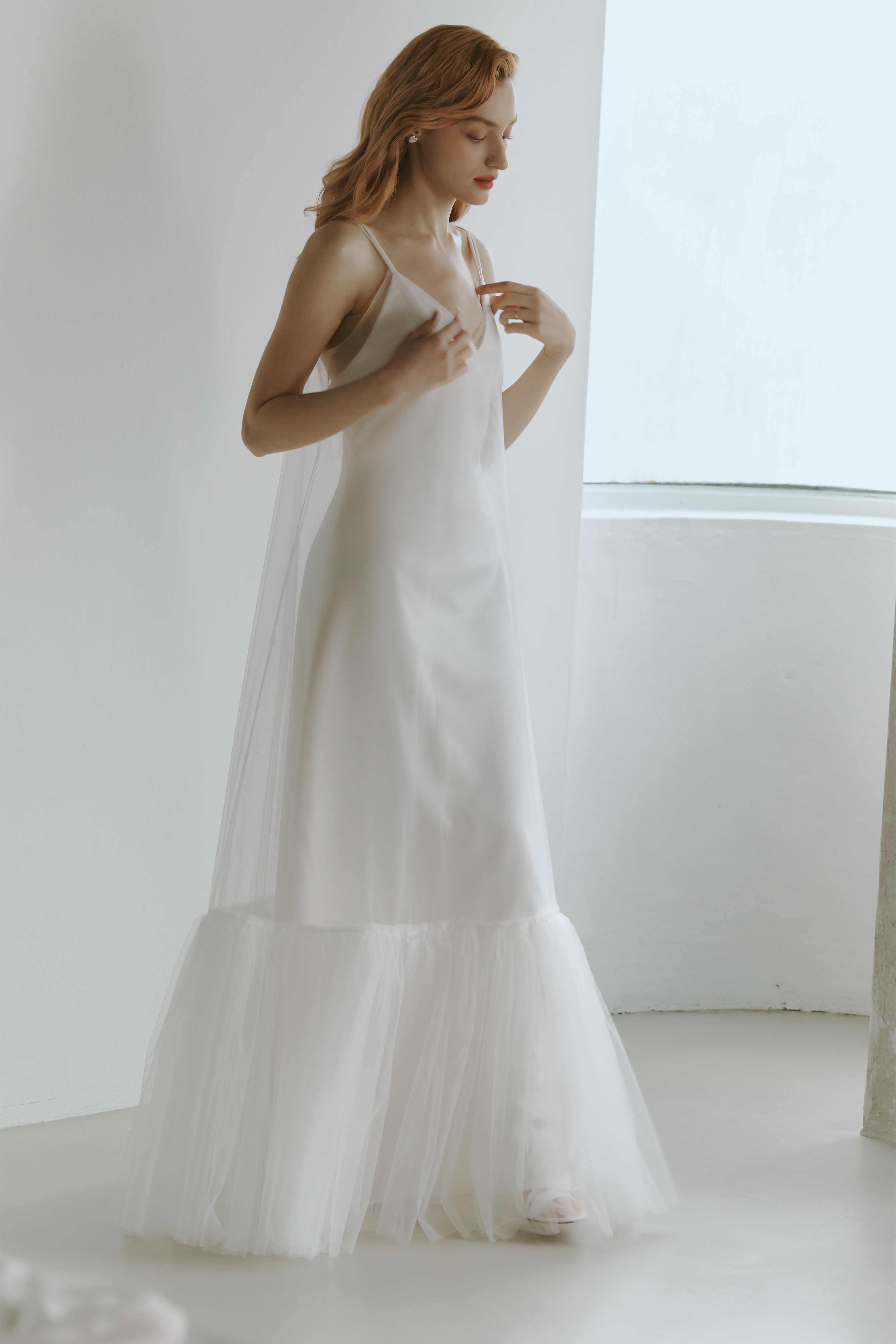 Elegant Tulle Slip Wedding Dress