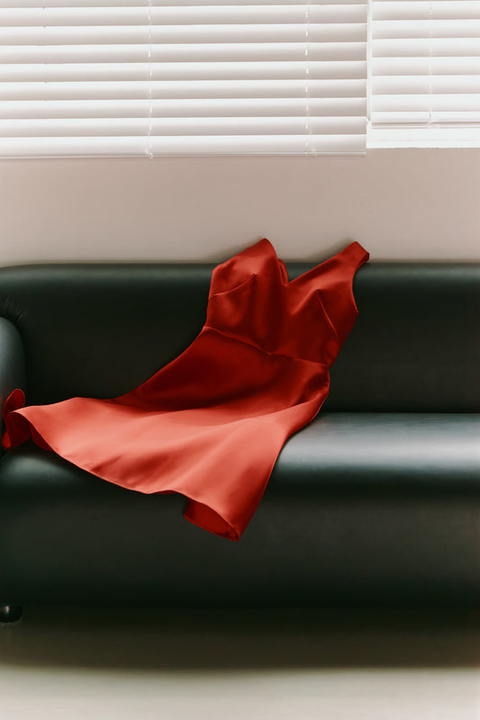 Red Mikado Satin Party Dress