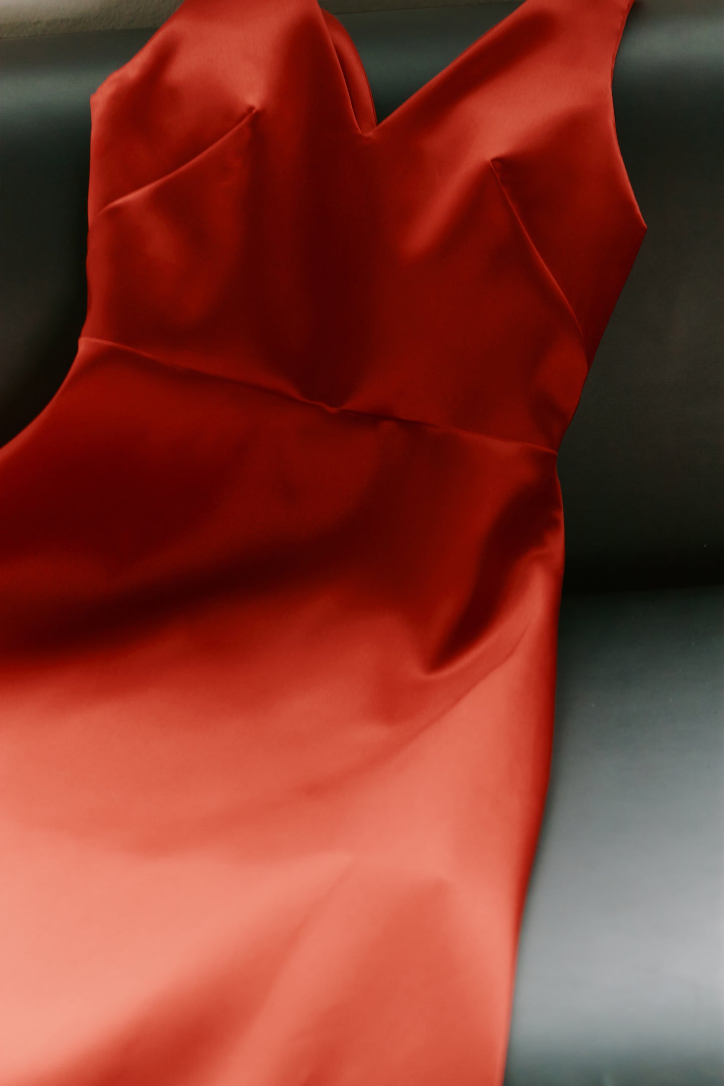 Red Mikado Satin Party Dress
