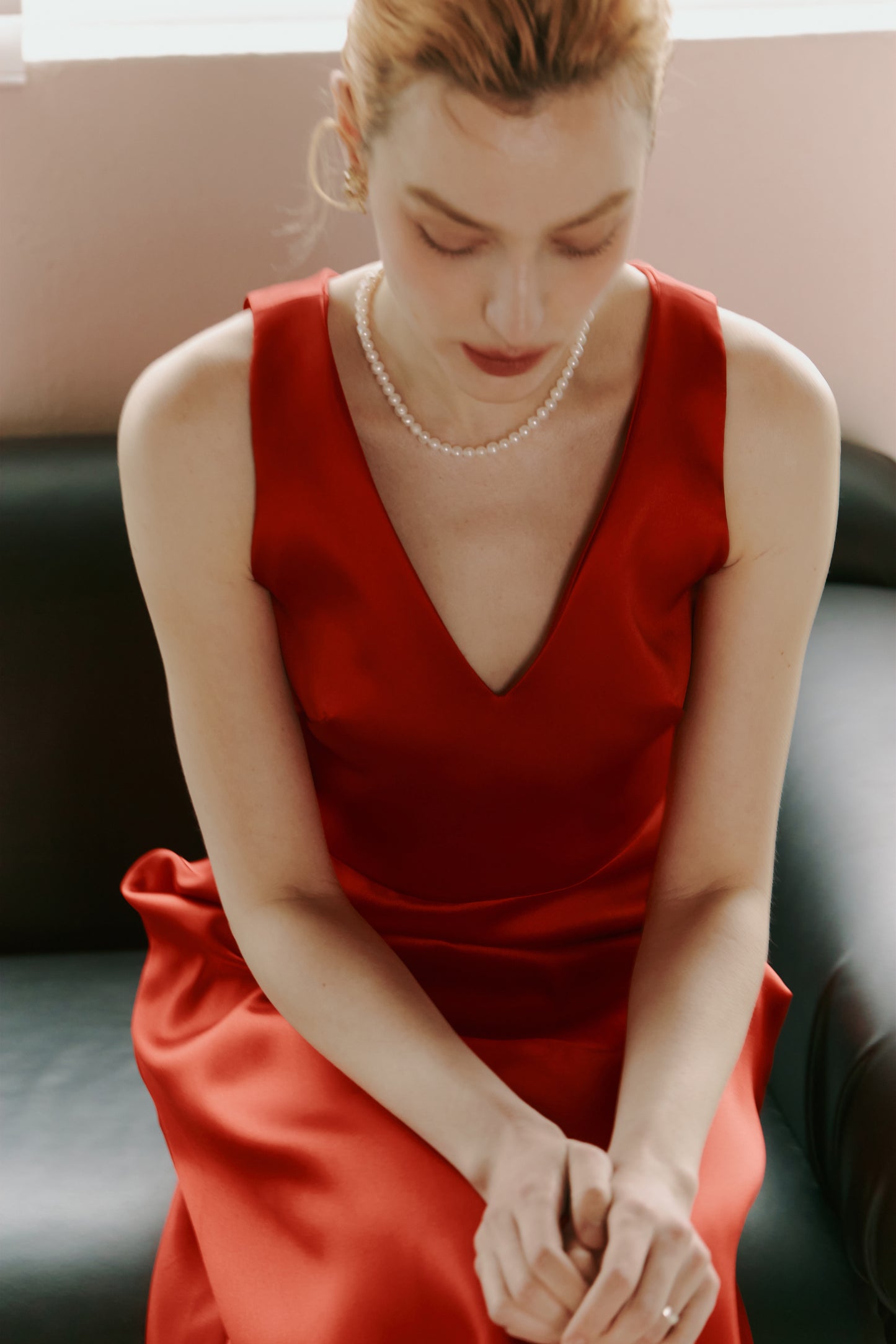 Red Mikado Satin Party Dress
