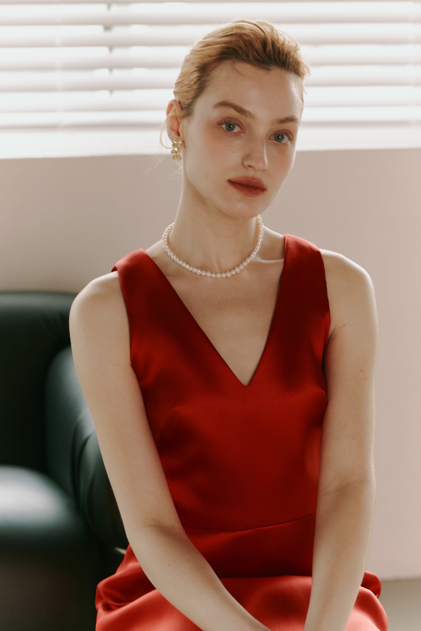 Red Mikado Satin Party Dress