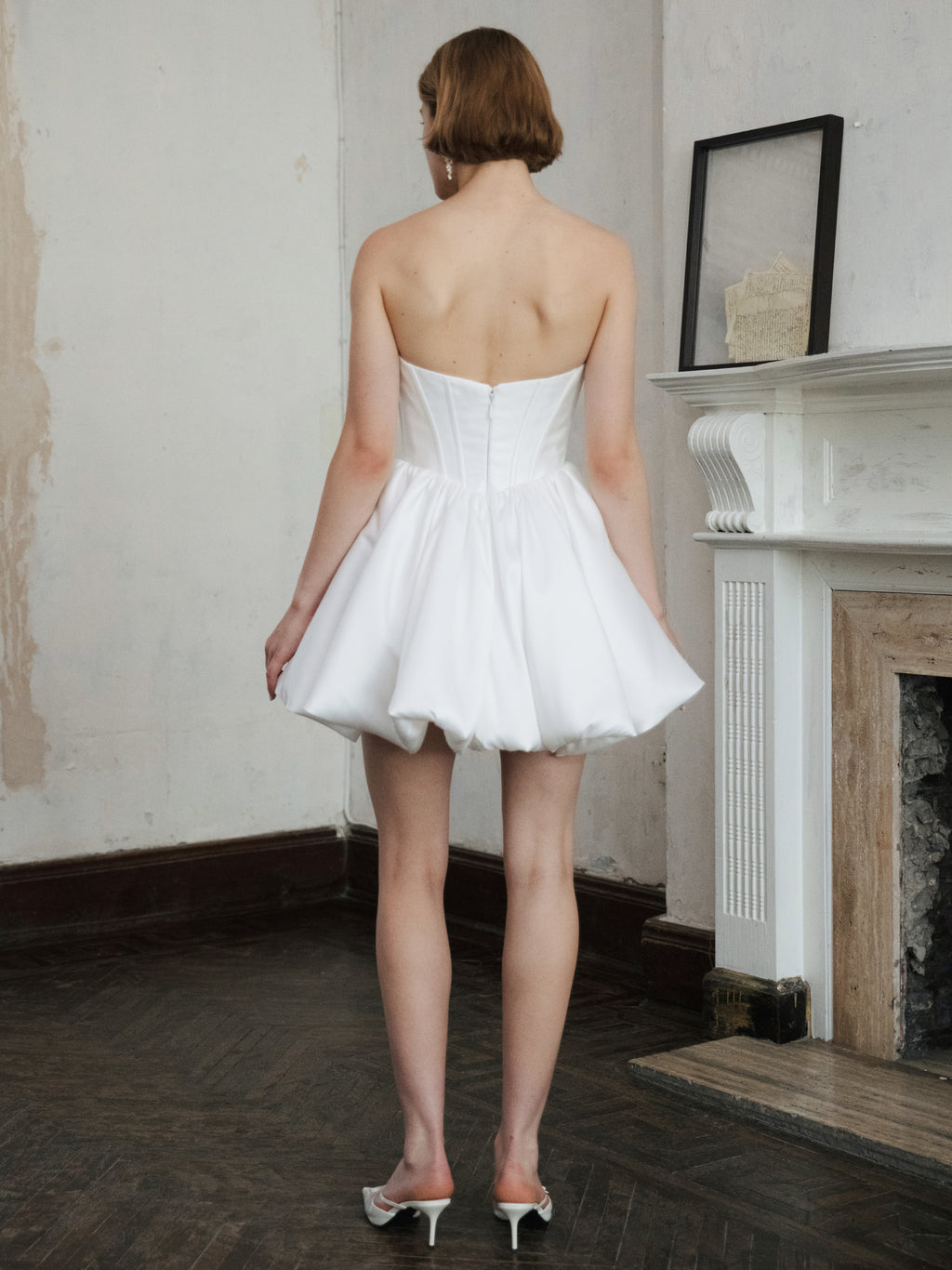 Corset Wedding Dress - Strapless Mini Bridal Dress