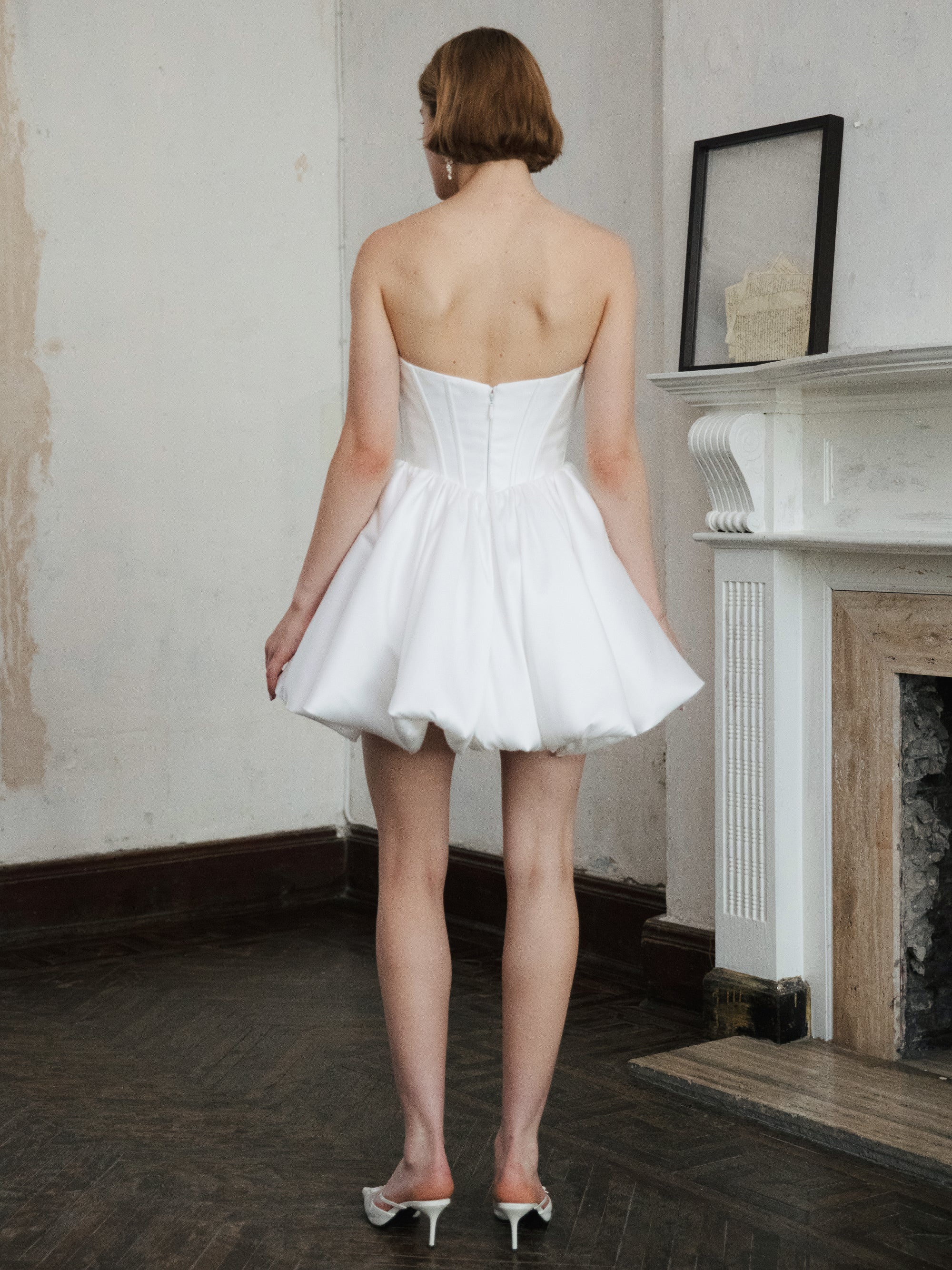 Corset Wedding Dress - Strapless Mini Bridal Dress