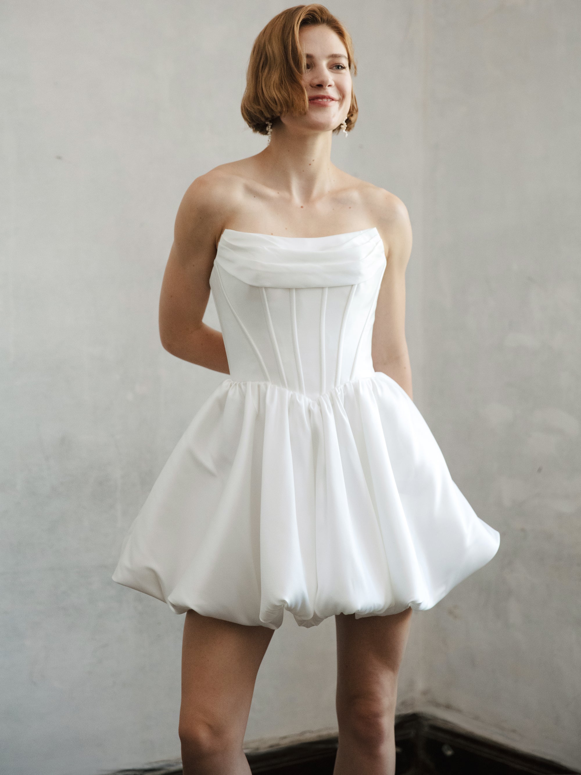 Corset Wedding Dress - Strapless Mini Bridal Dress