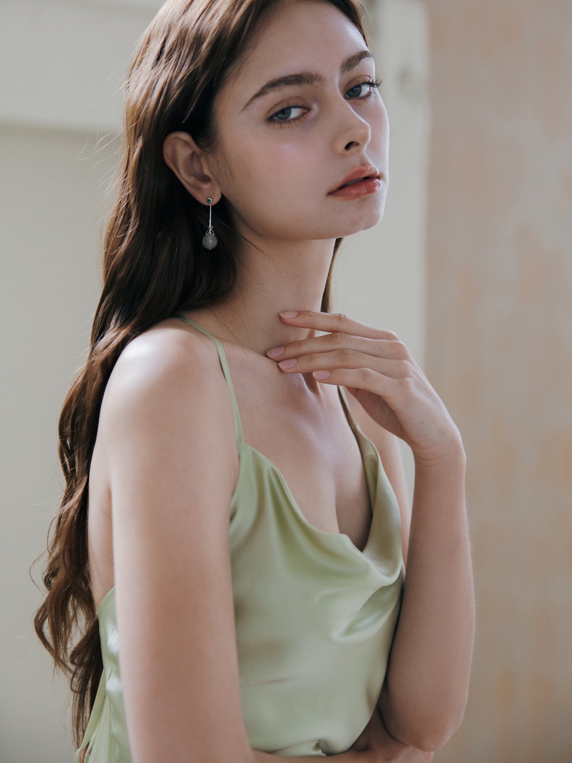The Sage Green Silk Bias-Cut Gown LILY OF THE VALLEY The Sage Green Silk Bias-Cut Gown LILY OF THE VALLEY