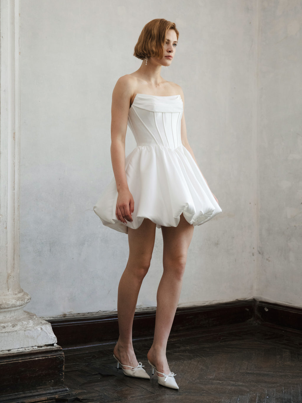 Corset Wedding Dress - Strapless Mini Bridal Dress