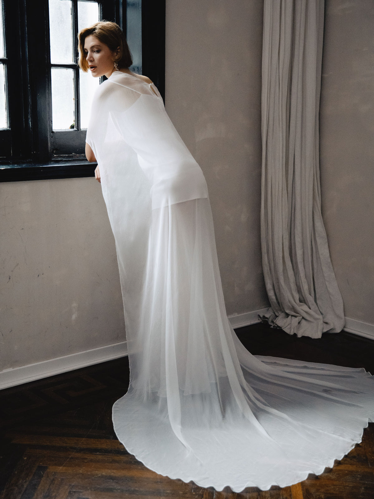 Pure Silk Bridal Cape Veil