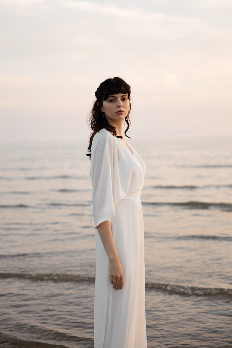 White V-neckline Jumpsuit