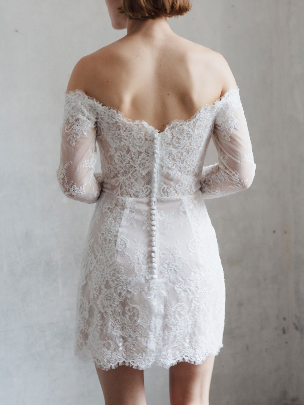 Short Lace Wedding Dress - Off Shoulder Party Dress