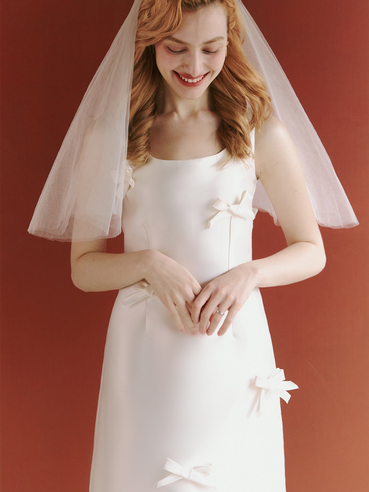 Satin Short Wedding Dress With Bow