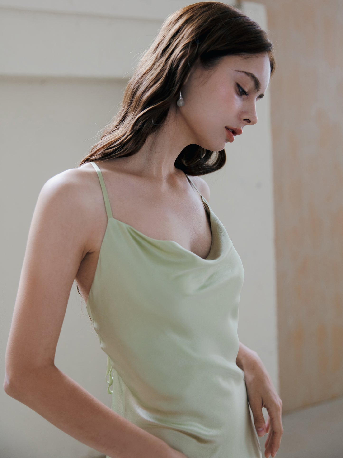 Sage Green Silk Wedding Dress