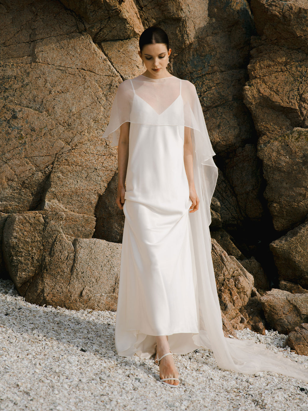 Crinkle Silk Bridal Cape Veil