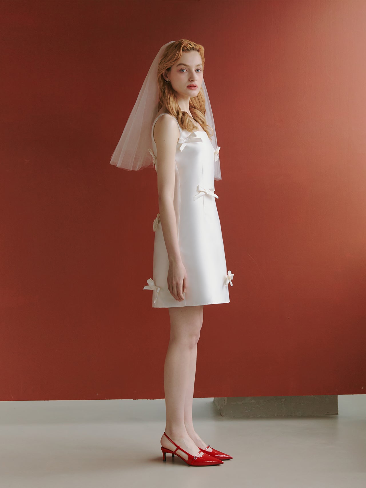 Satin Short Wedding Dress With Bow