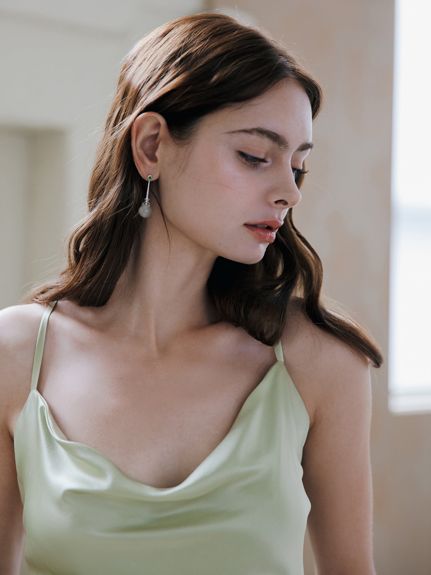 Sage Green Silk Wedding Dress