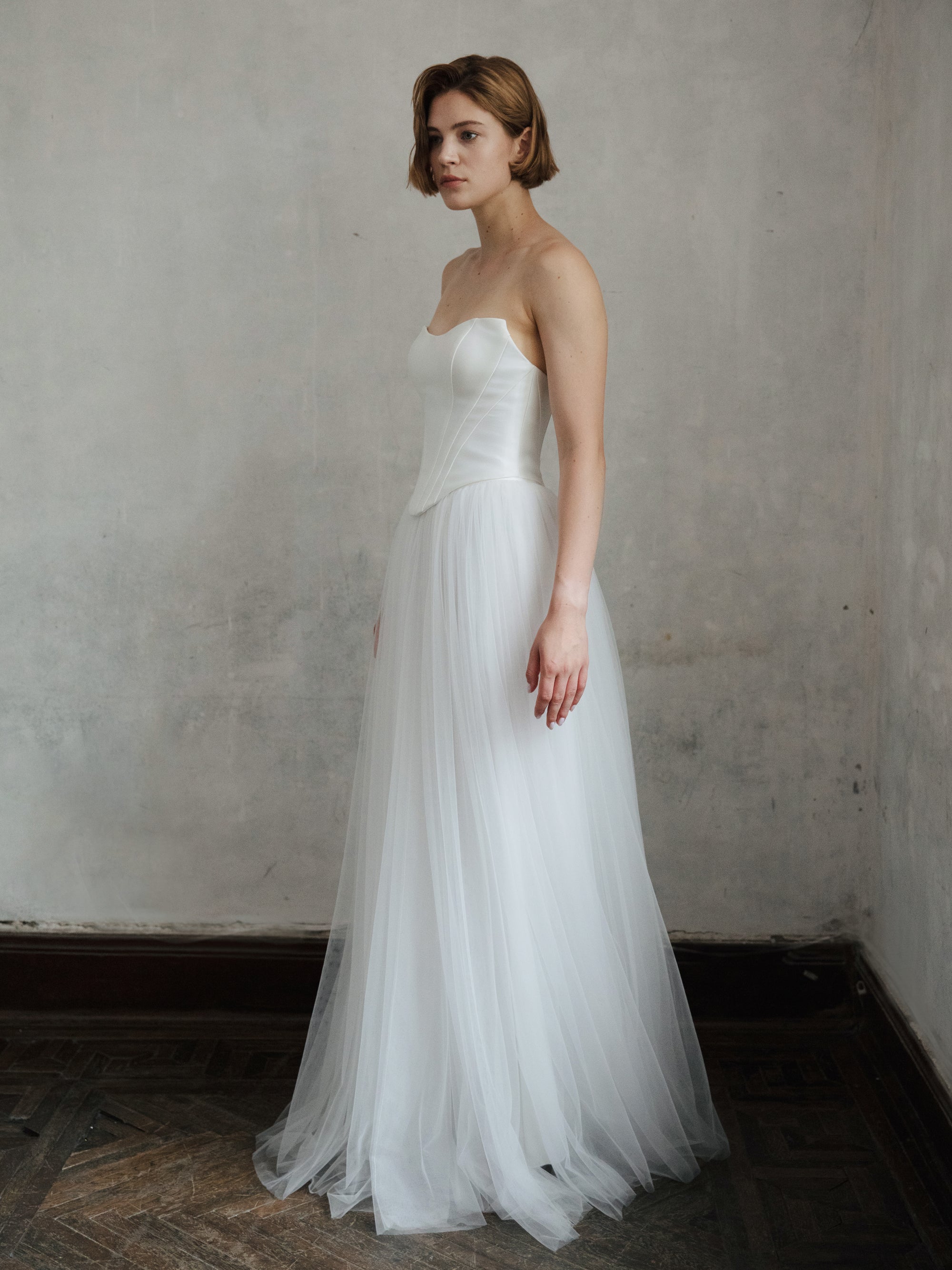 Tulle Skirt Two Piece Set - Corset Wedding Dress