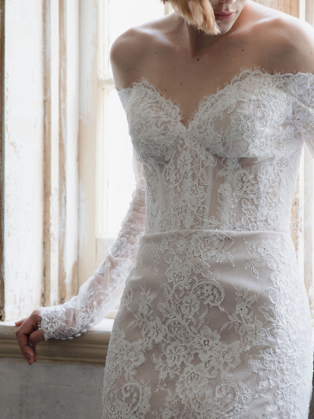 Short Lace Wedding Dress - Off Shoulder Party Dress