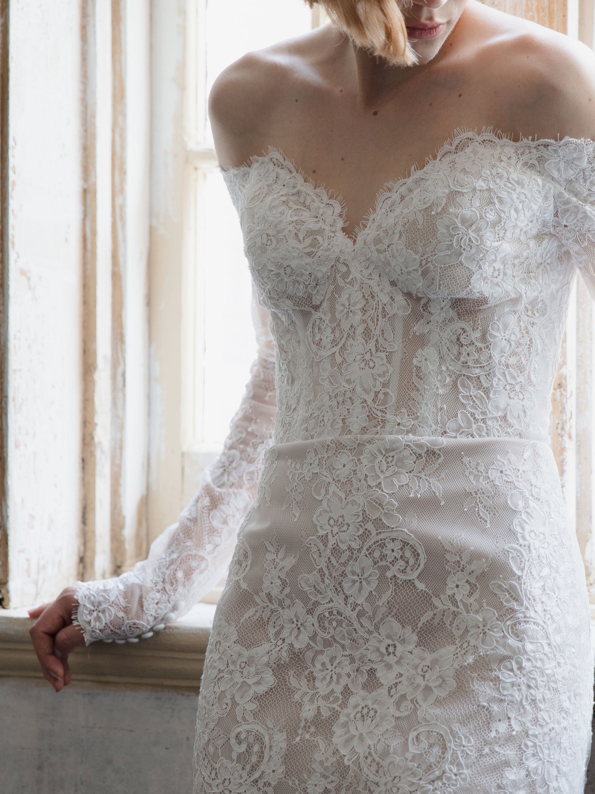 Short Lace Wedding Dress - Off Shoulder Party Dress