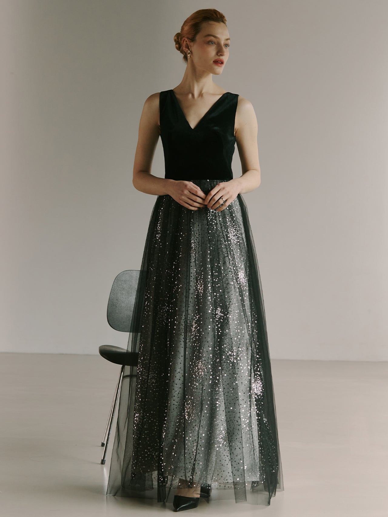 Elegant Black Gown Tulle Dress