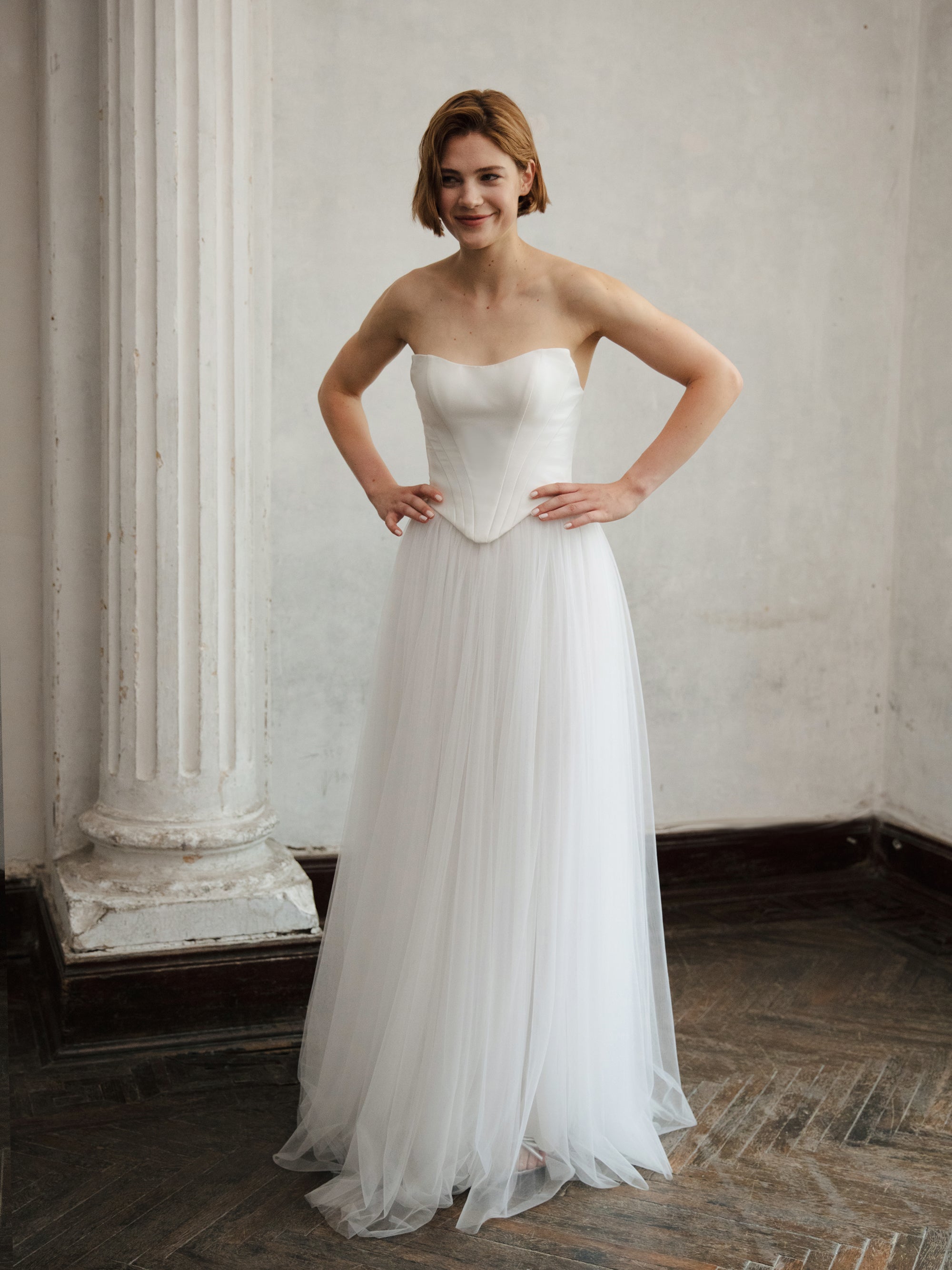 Tulle Skirt Two Piece Set - Corset Wedding Dress