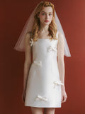 Satin Short Wedding Dress with Bows
