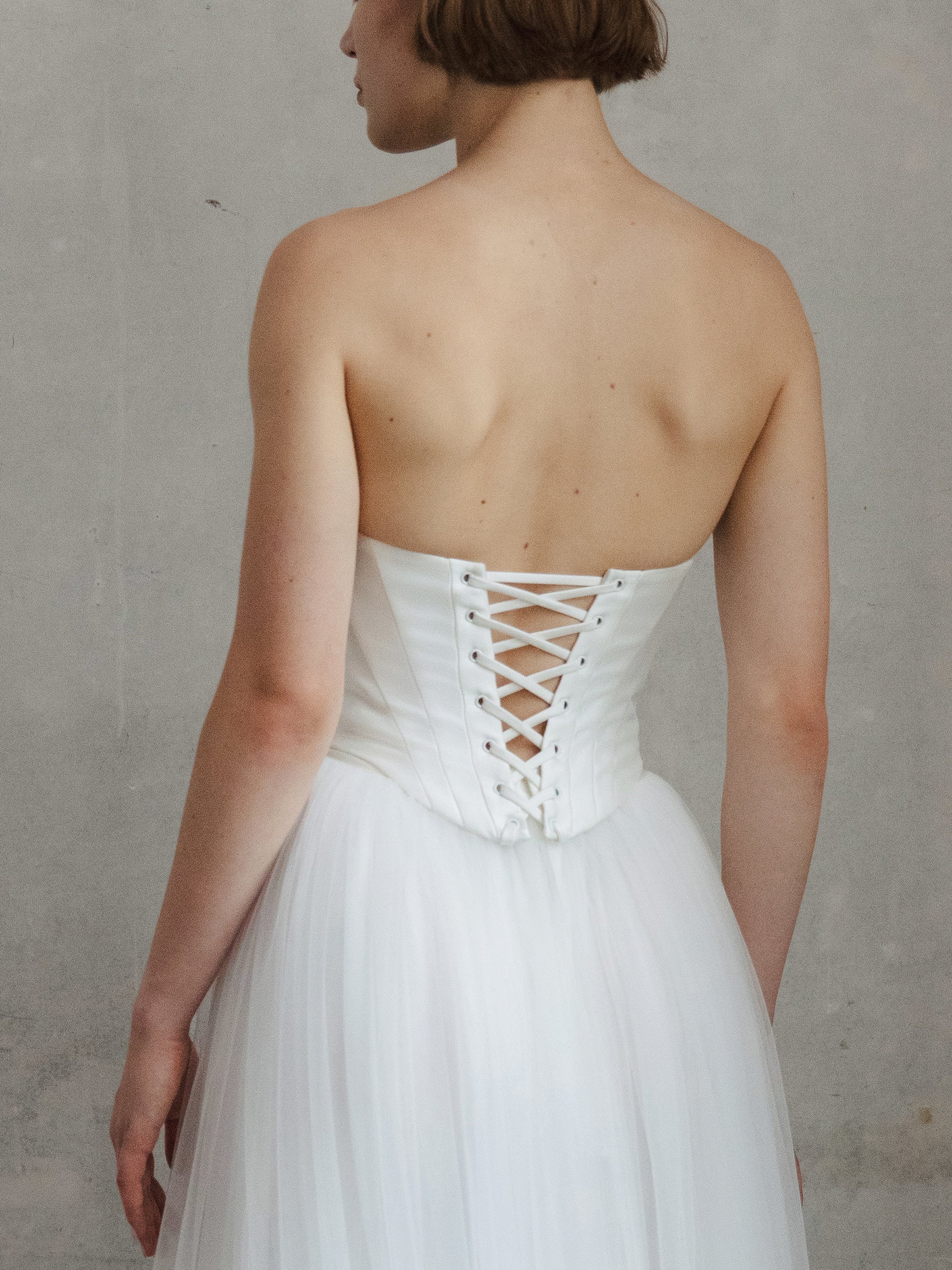 Tulle Skirt Two Piece Set - Corset Wedding Dress