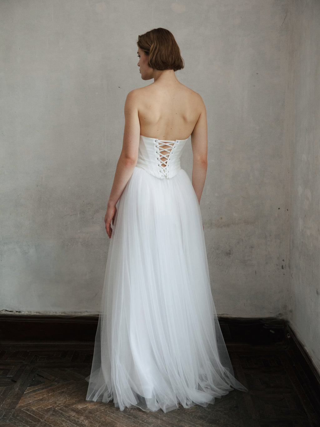 Tulle Skirt Two Piece Set - Corset Wedding Dress