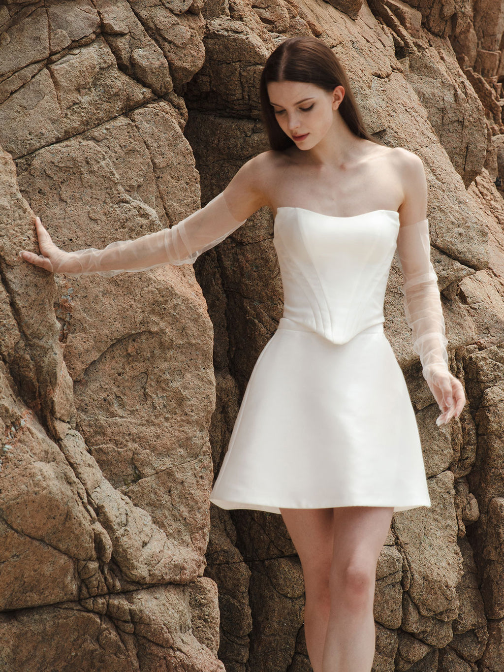 Corset Mini Skirt Two Piece Wedding Dress