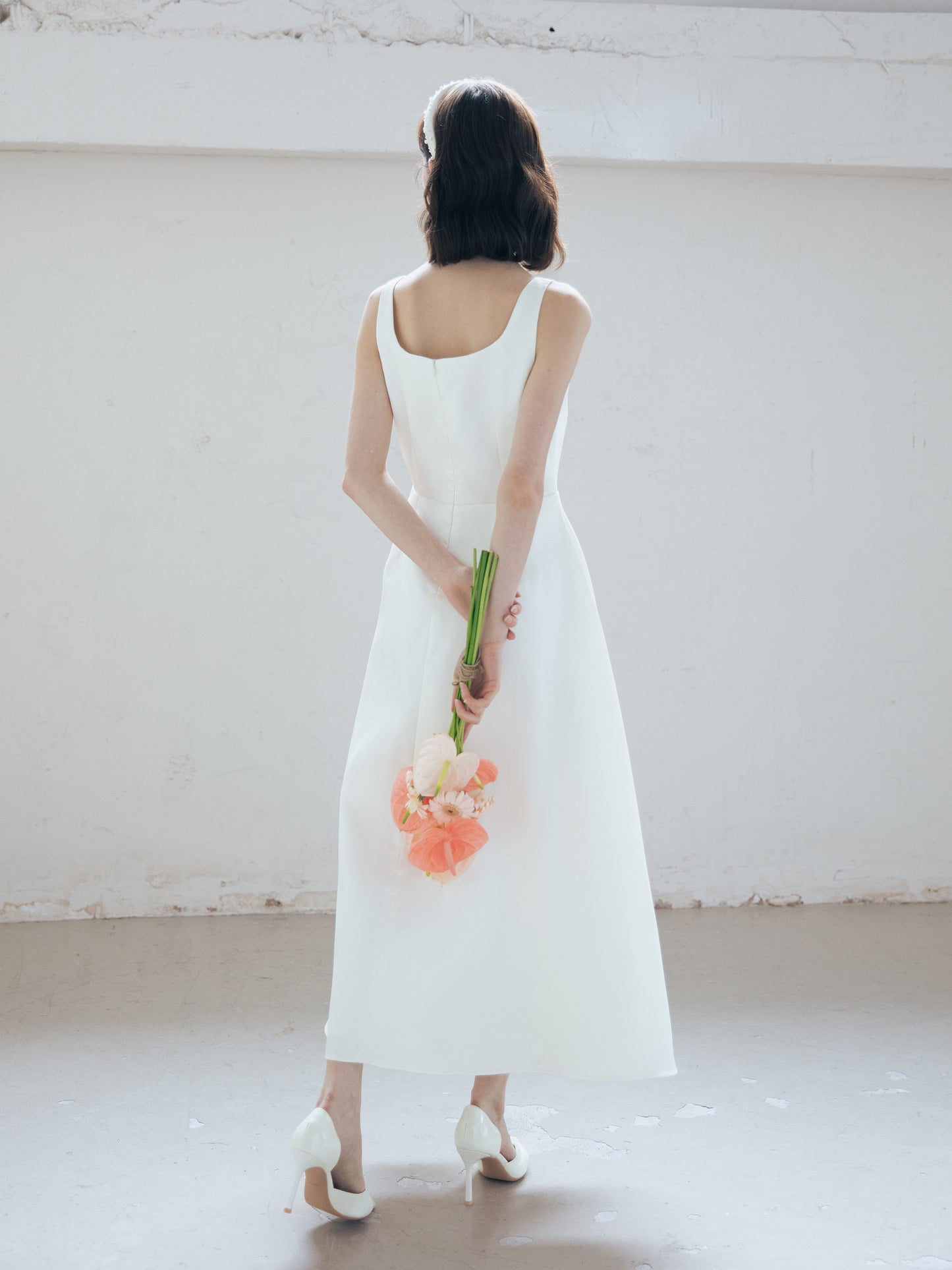Satin Midi Wedding Dress