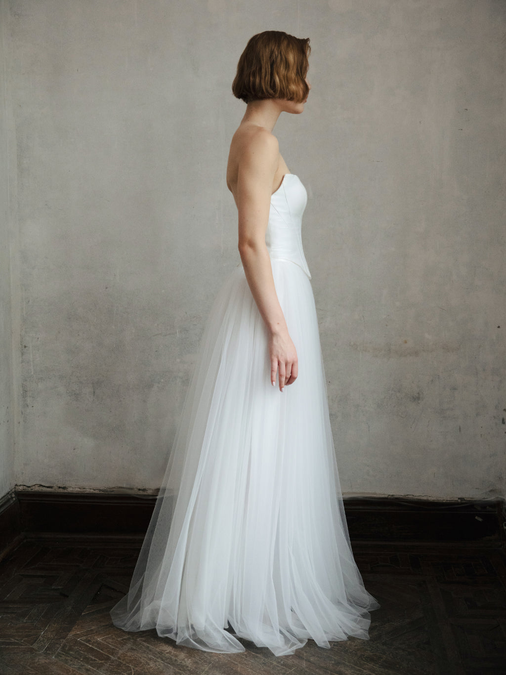Tulle Skirt Two Piece Set - Corset Wedding Dress