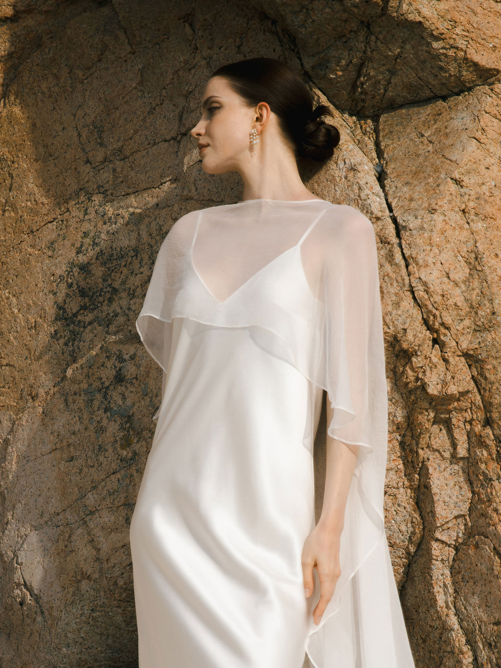 Crinkle Silk Bridal Cape Veil