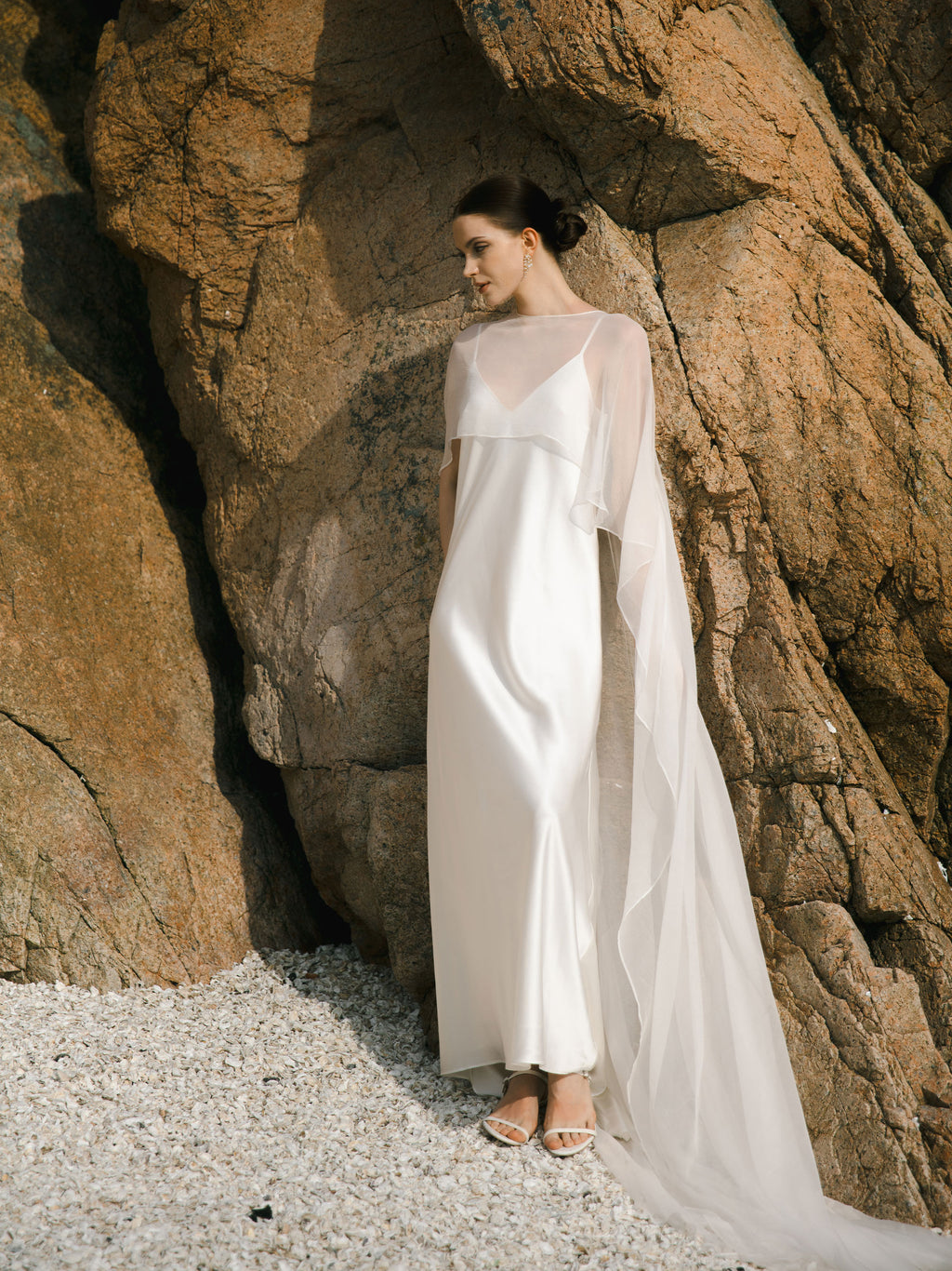 Crinkle Silk Bridal Cape Veil