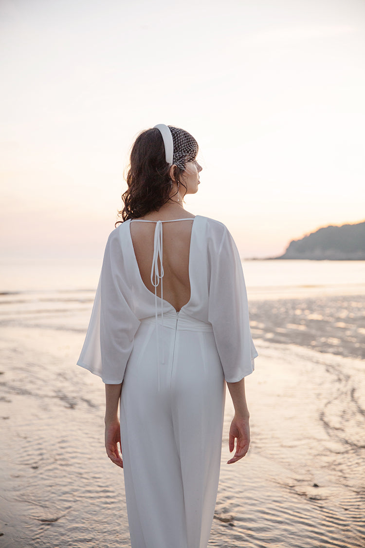 White V-neckline Jumpsuit