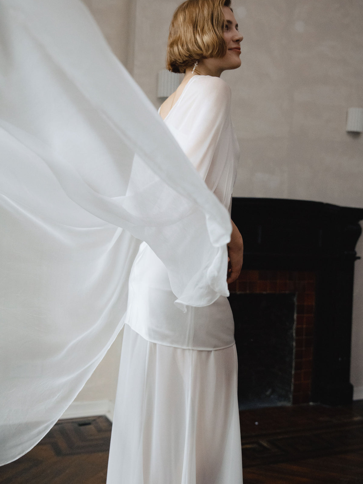 Pure Silk Bridal Cape Veil