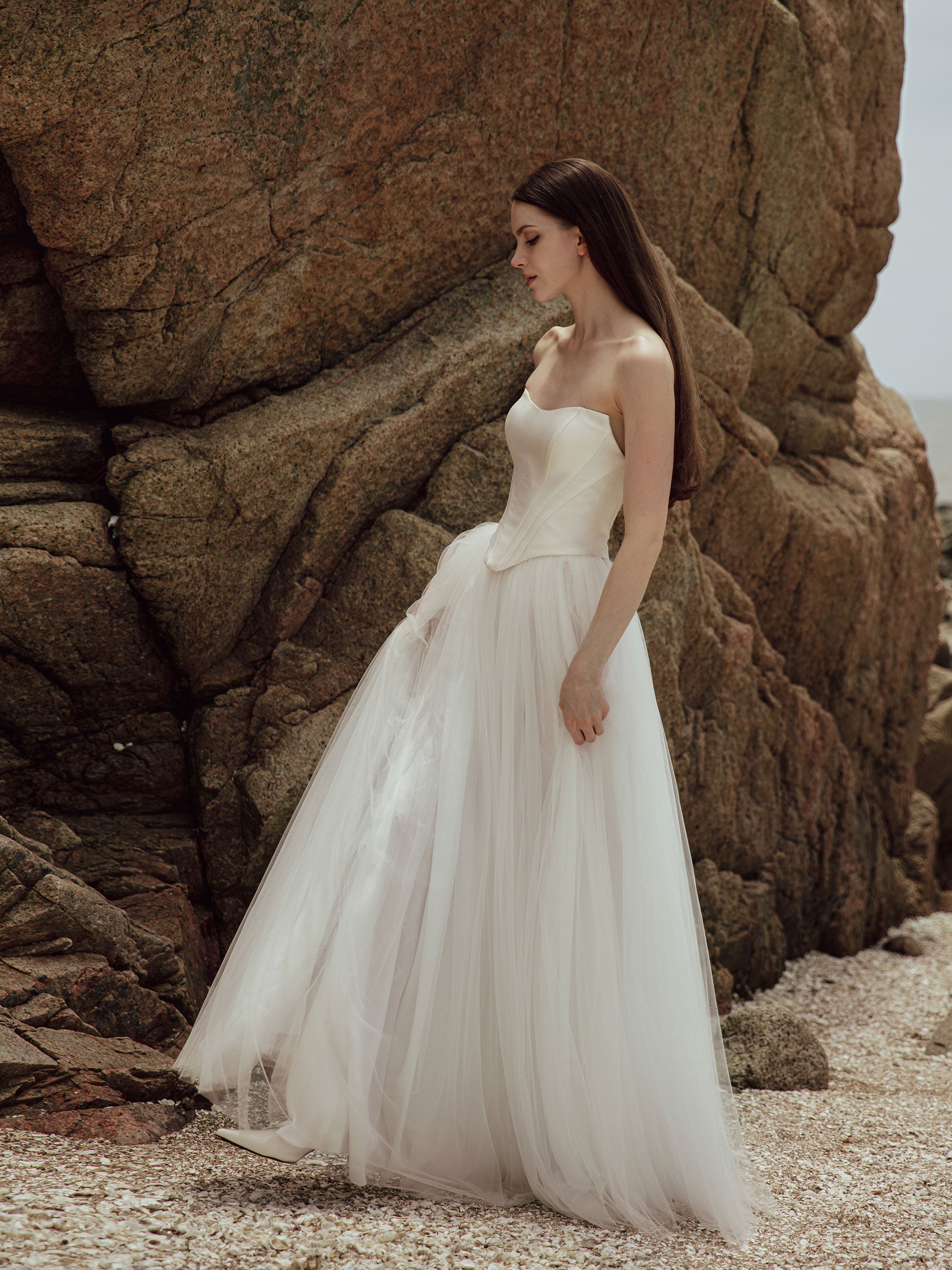 Tulle Skirt Two Piece Set - Corset Wedding Dress