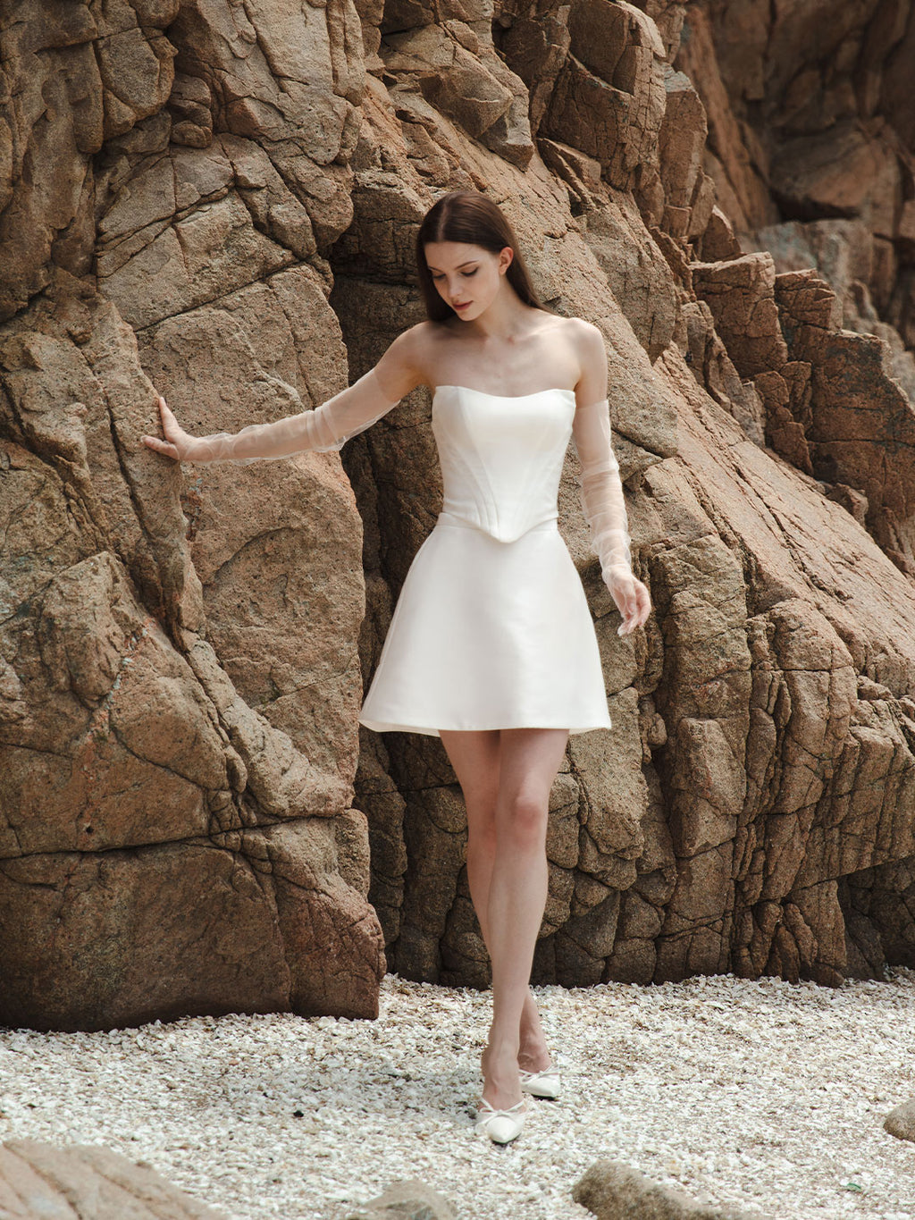 Corset Mini Skirt Two Piece Wedding Dress
