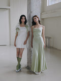 The Sage Green Silk Bias-Cut Gown