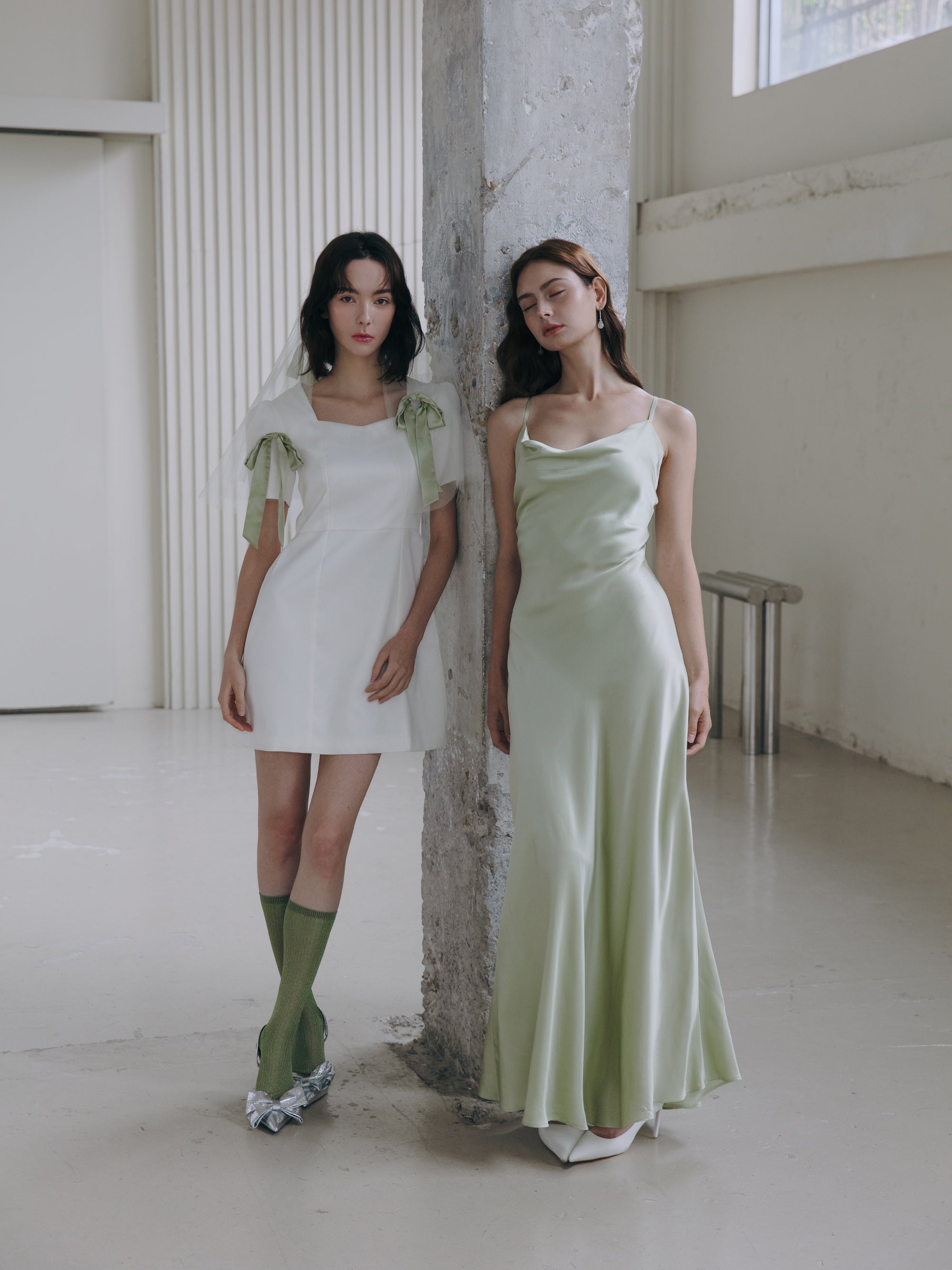 The Sage Green Silk Bias-Cut Gown