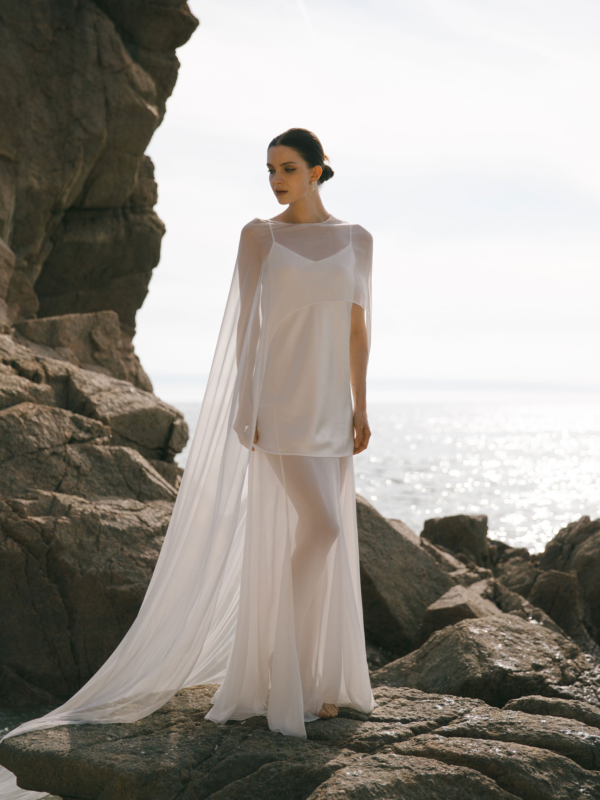 Pure Silk Bridal Cape Veil - Wedding Dress Topper