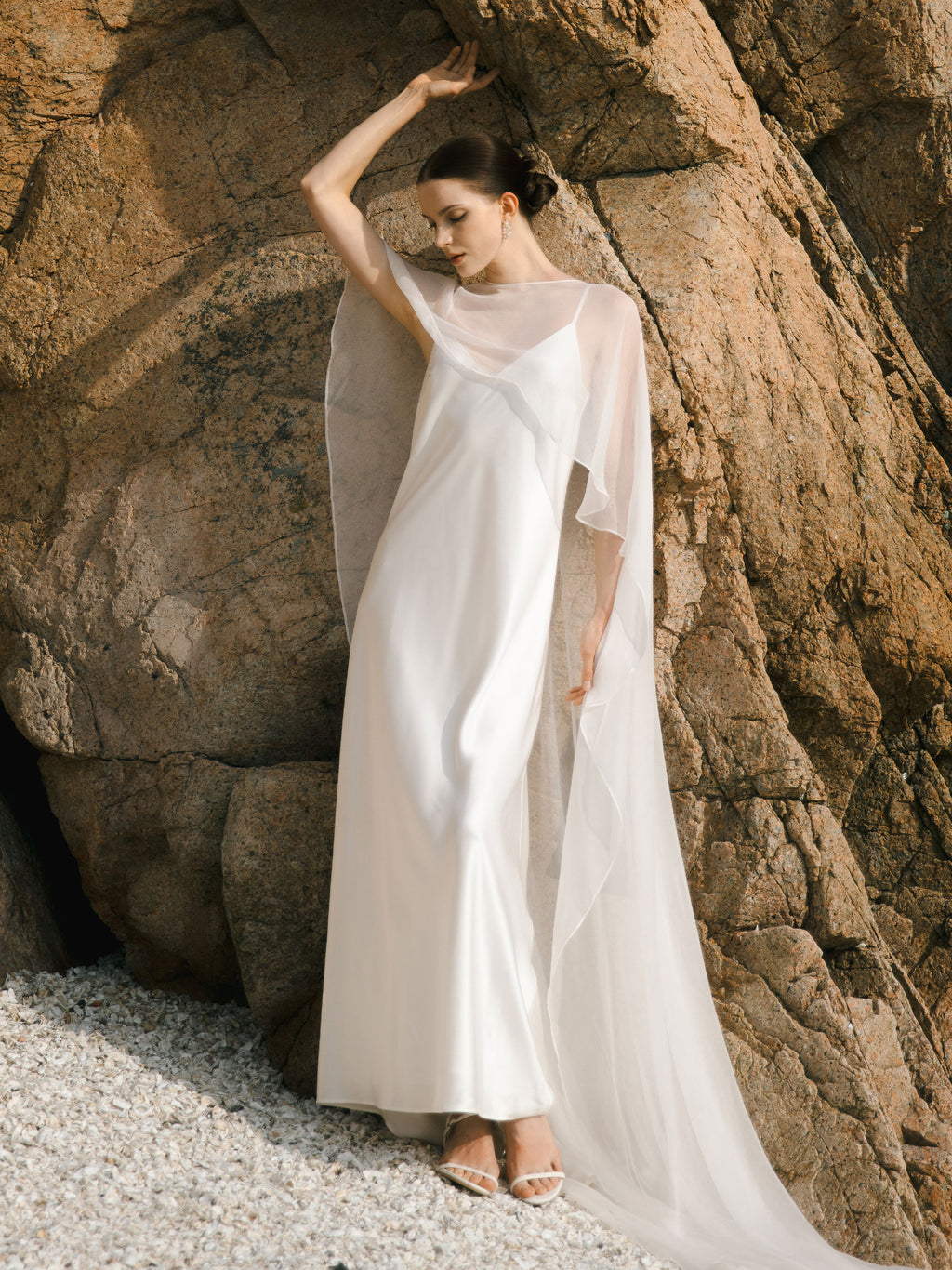 Crinkle Silk Bridal Cape Veil
