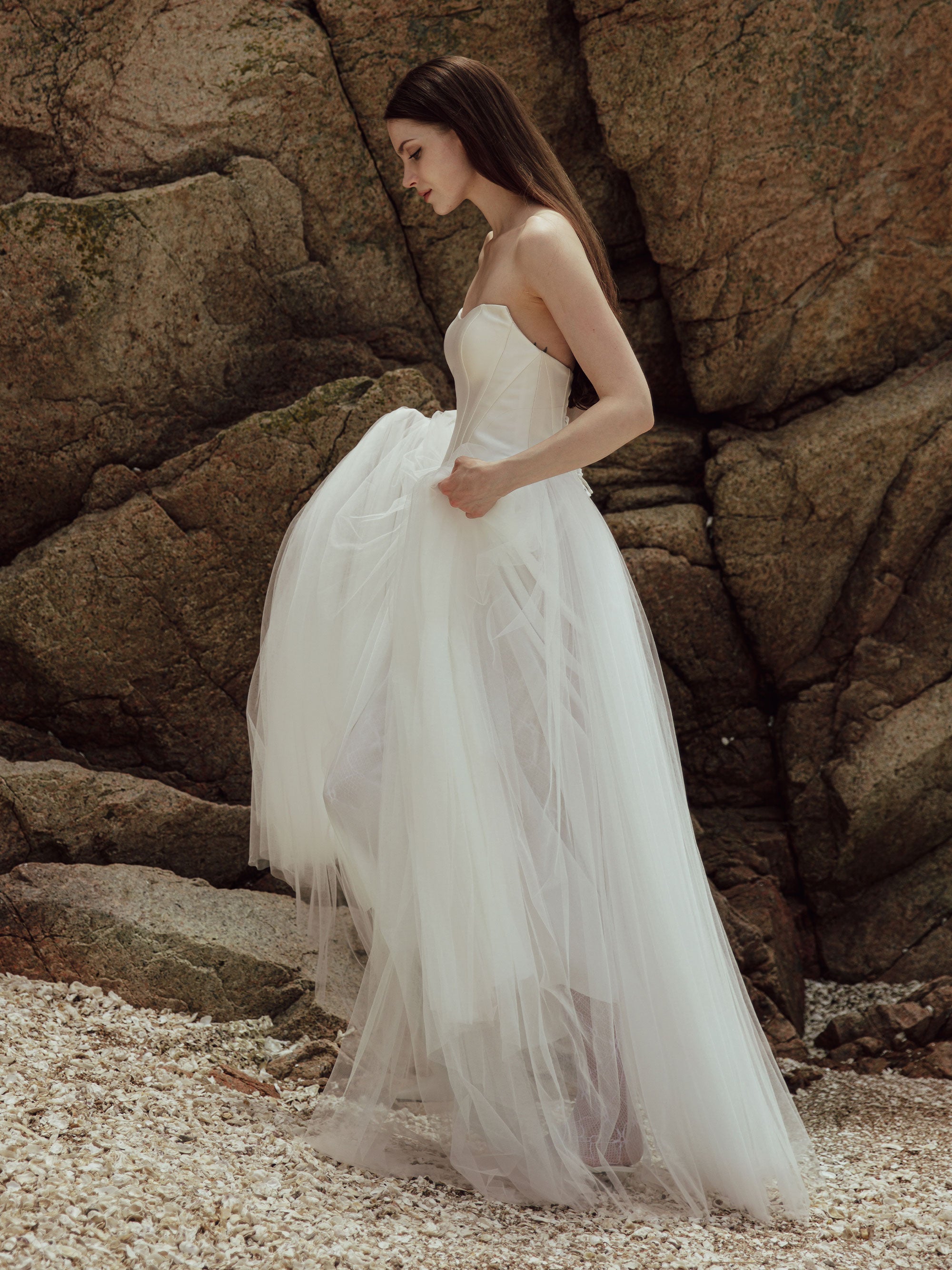 Tulle Skirt Two Piece Set - Corset Wedding Dress